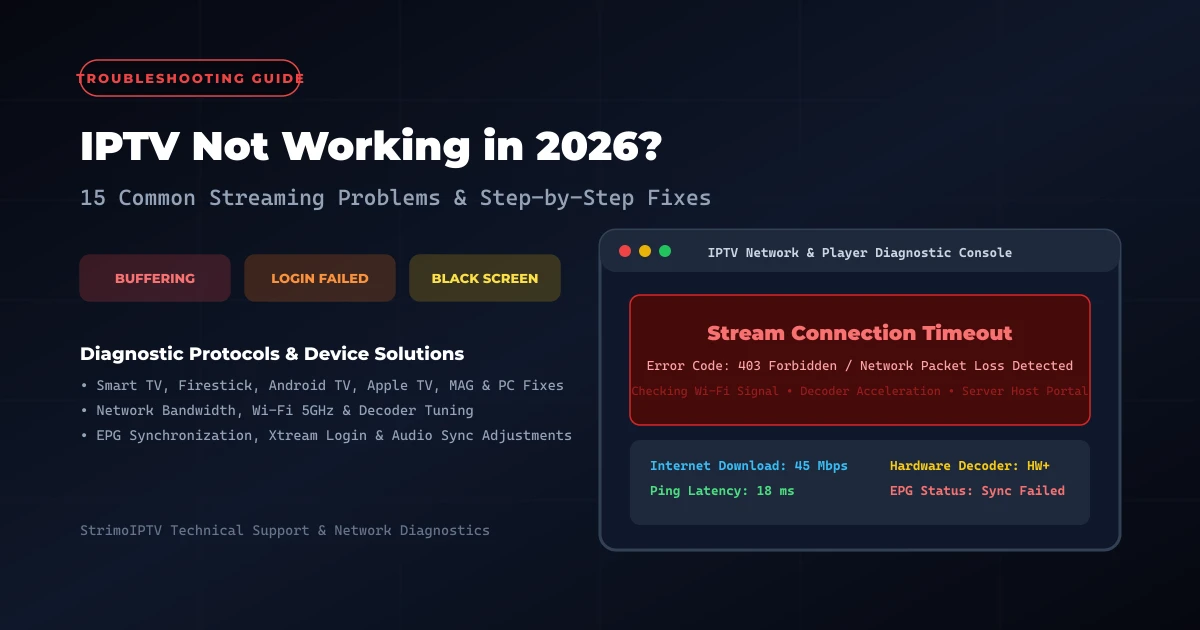 IPTV Not Working in 2026? 15 Common Problems and How to Fix Them